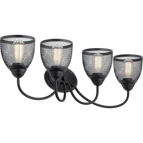 KICHLER Voclain 32" 4 Light Vanity Light with Mesh Shade in Black