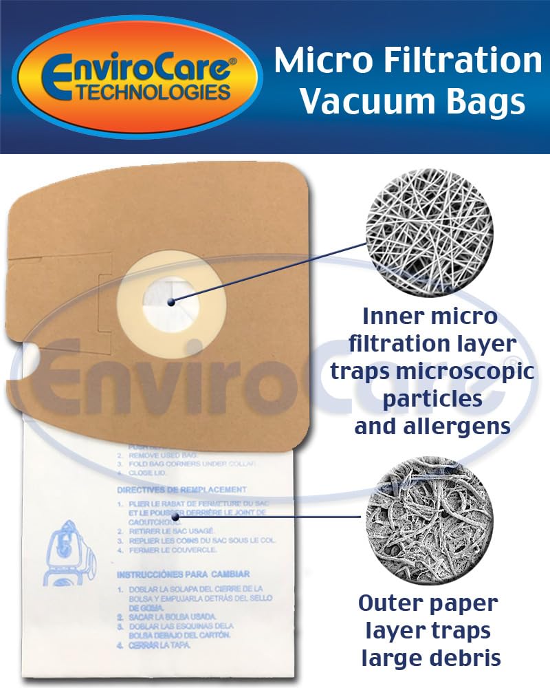 Envirocare Premium Replacement Multi-layer Micro Filtration Vacuum Bags Made to fit Eureka Style MM Eureka Mighty Mite 3670 and 3680 Series Canisters 18 pack