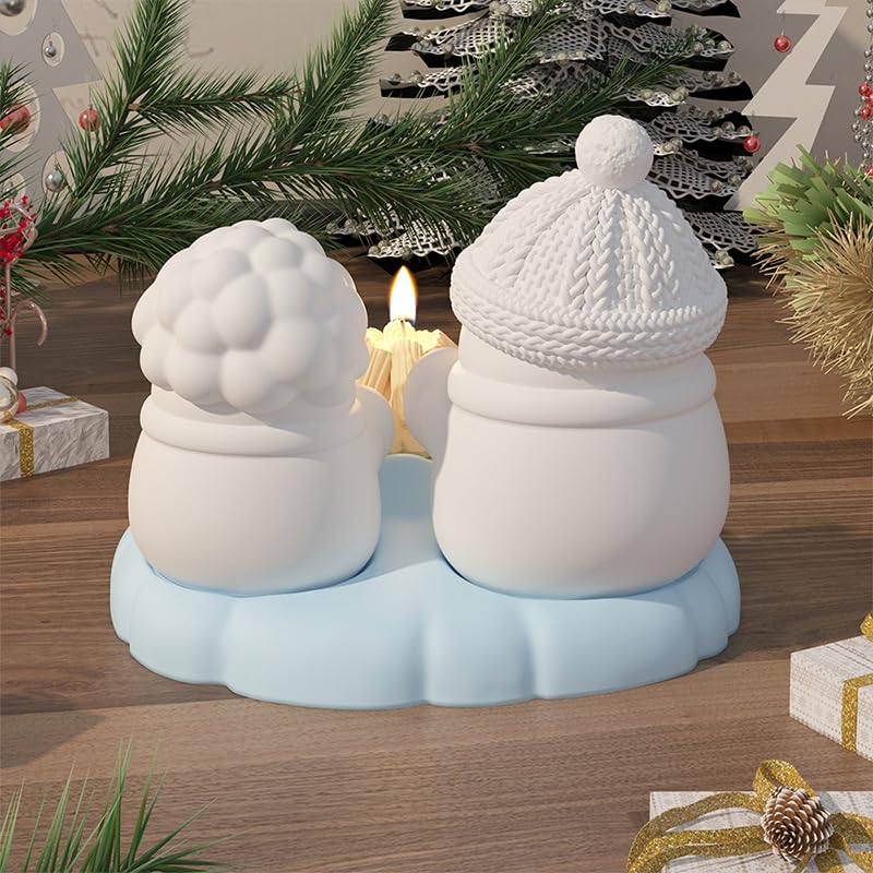 Snowman and Bonfire Silicone Candle Molds - 4 Pieces for DIY Candle, Resin, Soap, Clay Crafts