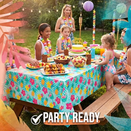 Summer Disposable Waterproof Tablecloth 2 Pack 54 x 108 Inches - Outdoor & Indoor Party Cover