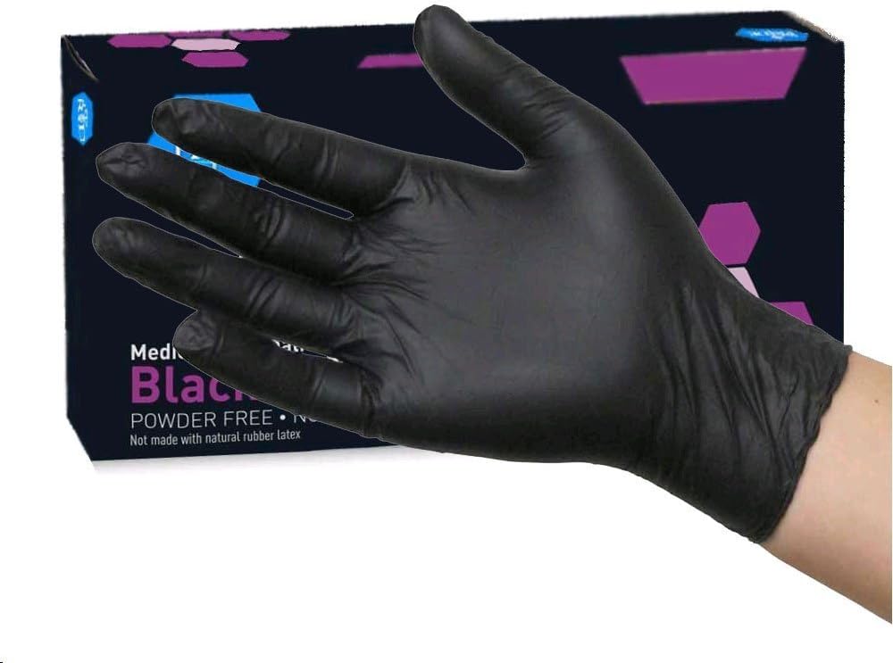 MedPride Black Nitrile Exam Gloves - Powder Free, X-Large, 100 Count for Superior Protection