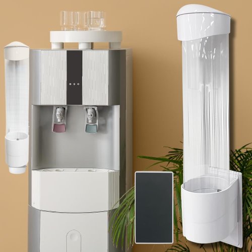 Japard Cup Dispenser Holder for Water Cooler with Magnet for Wall Mount, 4oz - 7oz Paper Plastic Cups Cones for Home Bathroom Office Hospital White with Magnetic Sheet