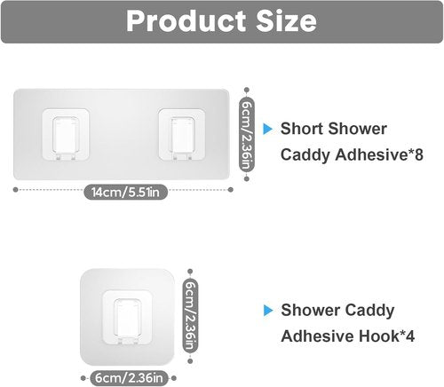Lsnisni Shower Caddy Adhesive Strips - Waterproof Replacement Hooks for Bathroom & Kitchen | 12 Pack, Clear