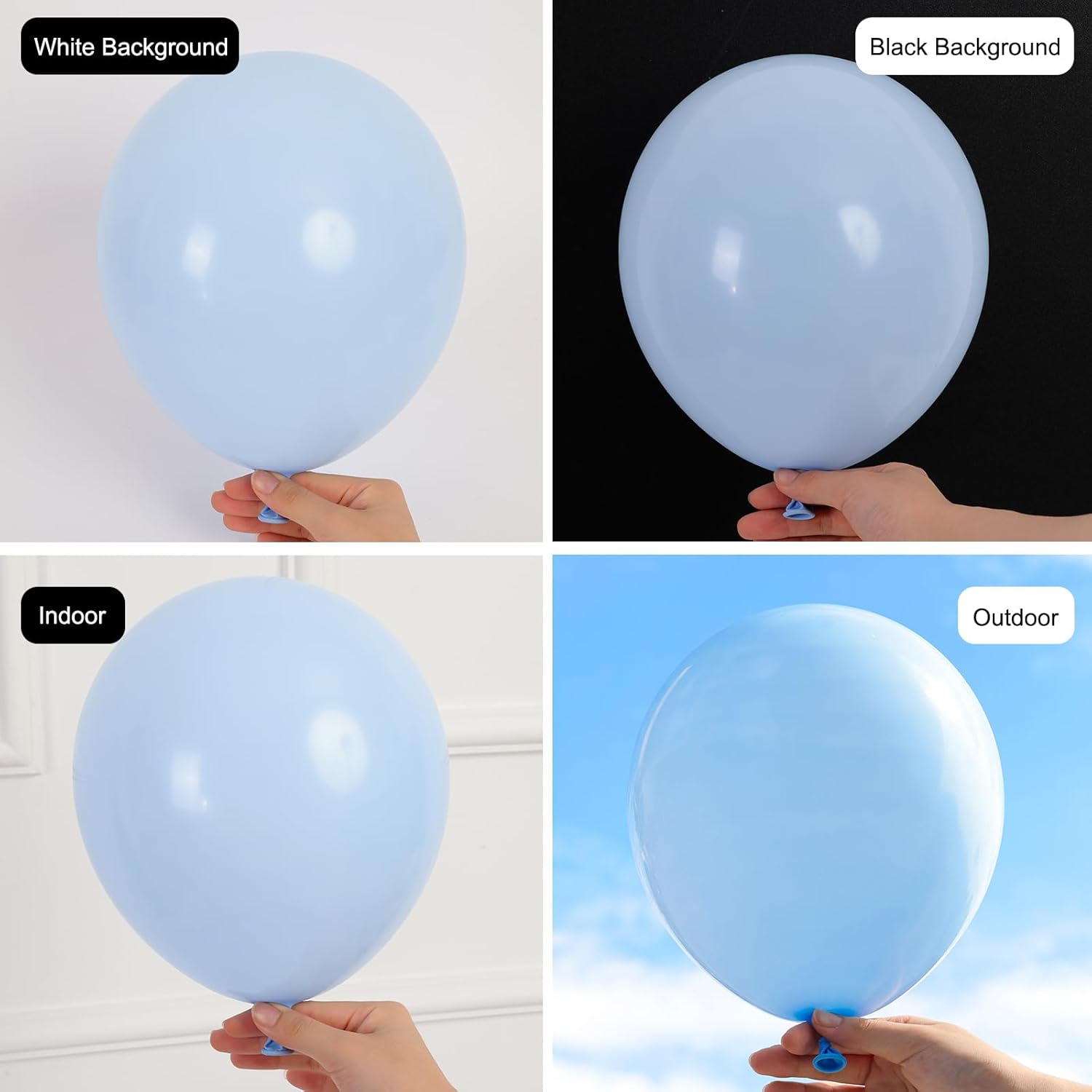 RUBFAC Light Baby Blue Balloons - 135pcs in Various Sizes for Baby Shower & Birthday Decorations | Latex Pastel Blue