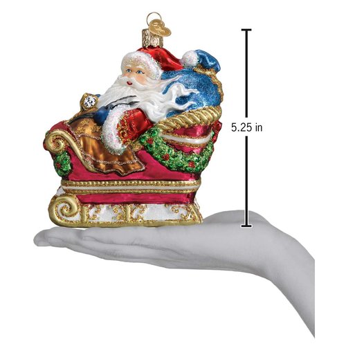 Old World Christmas Santa in Sleigh Glass Blown Ornament for Christmas Tree, Handcrafted Holiday Decoration, Santa Collection