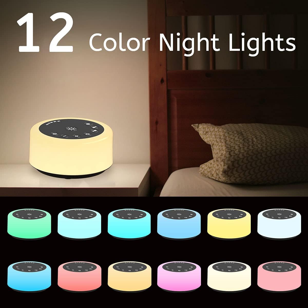 Skiennix Soother Sleep Sound Machine - 30 Soothing Sounds & 12 Color Night Lights for All Ages