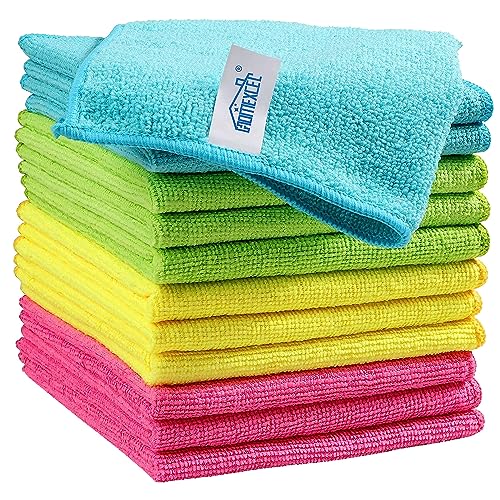 HOMEXCEL 12PK Multicolor Microfiber Cleaning Cloths, 11.5x11.5in