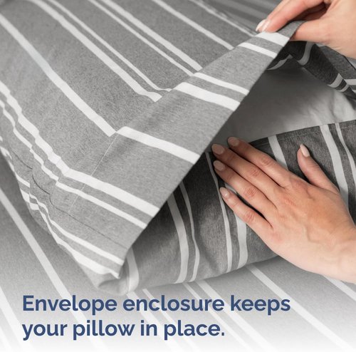 King Pillow Cases by [Brand Name] - Ultra Soft Hotel Quality Covers | Wrinkle-Free & Fade Resistant - 2 Piece Set in Grey Stripes