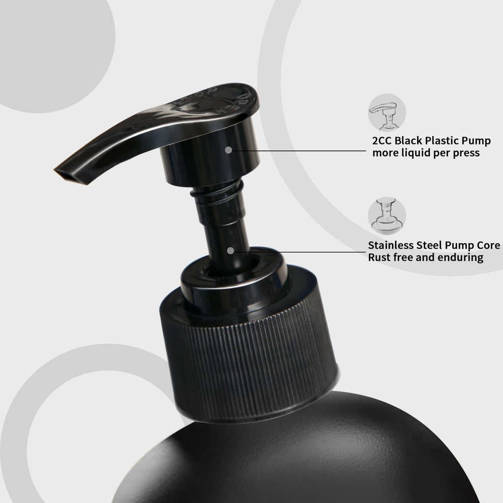 MOMEEMO Matte Black Soap Dispenser Set - Stylish Lotion & Hand Soap Dispenser for Farmhouse Bathroom Decor