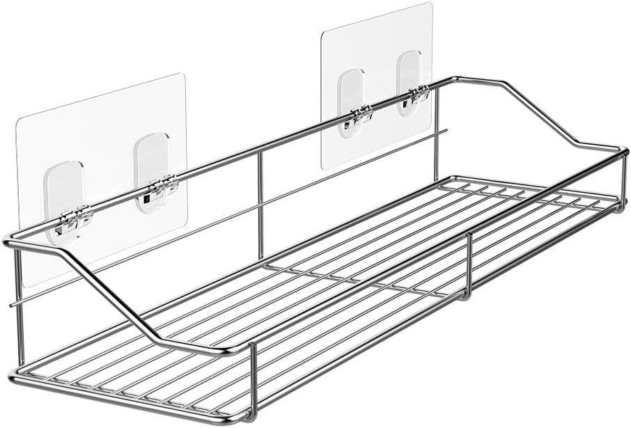 Orimade Bathroom Shelf Organizer - Traceless Adhesive Shower Caddy | 15.75 Inch Silver SUS304 Stainless Steel