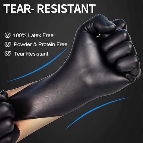 Jointown 5.5 Mil Nitrile Exam Gloves, Medical Black Gloves Disposable Latex Free Medium Powder-Free For Exam, Food Prep Cleaning, 1000 Pcs, M