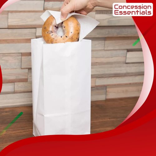 Concession Essentials White Paper Lunch Bags, 4 lb, 200 Count, for Crafts and Holiday Cookies