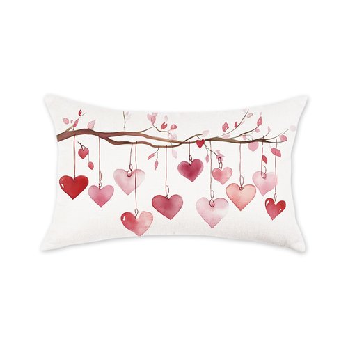 ONWAY Valentine’s Day Lumbar Pillow Cover 12x20 Valentines Heart Romantic Farmhouse Decorative Cushion Case for Couch Sofa Bedroom Pink Red Love Theme Holiday Home Decor
