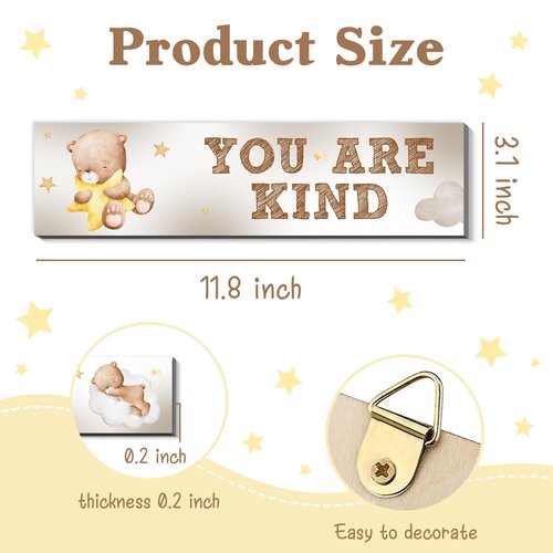 Bear Nursery Wall Decor,Wooden Bear Wall Art for Baby Boy,4PCS Cute Boy Room Decor for Nursery Themes Bathroom Living Room Classroom Home Decoration,Perfect Gifts for Birthday Baby Shower