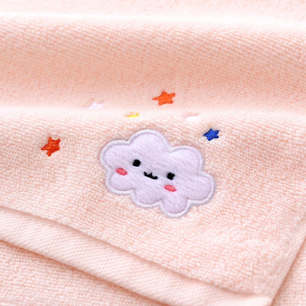sense gnosis 100% Cotton Cloud Kids Facial Towels, Fingertip Towels for Bathroom Towel Set Star Embroidered Children Towels & Baby Washcloths, 10 x 20 inches(4 Pack in 4 Color)