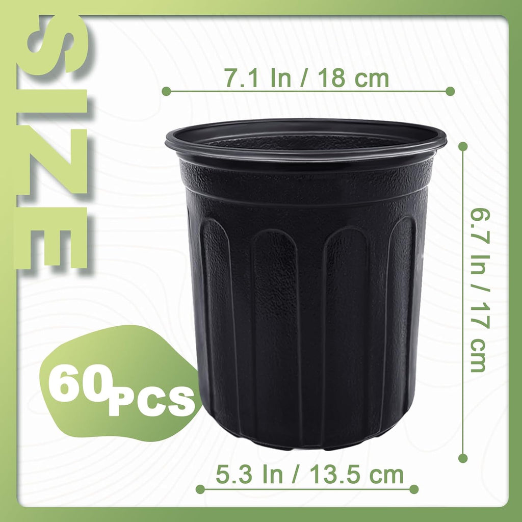 Anyumocz 60 Pcs Flexible 1 Gallon Plant Nursery Pots - Thickened Soft Plastic for Succulents & Transplanting | Black