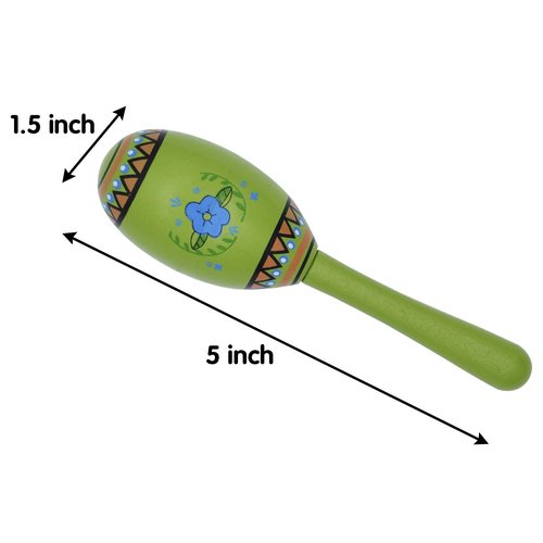 JOYIN 12 Mini Wooden Fiesta Maracas 6 Designs Noisemaker for Mexican Fiesta, Cinco De Mayo Party Favors, Musical Fun, Birthday Parties, Luau Party, Carnivals, Taco Tuesday Event