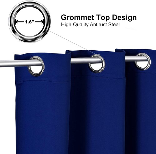 ChrisDowa Small Window Curtains - Grommet Thermal Insulated Room Darkening Panels, Royal Blue, 42 x 36 Inch