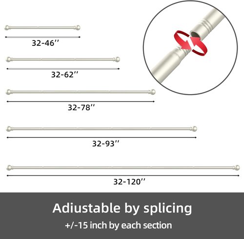 GXOACKJ Heavy-Duty Metal Curtain Rod Set - Decorative Nickel Finish | 28-78 Inch with Brackets