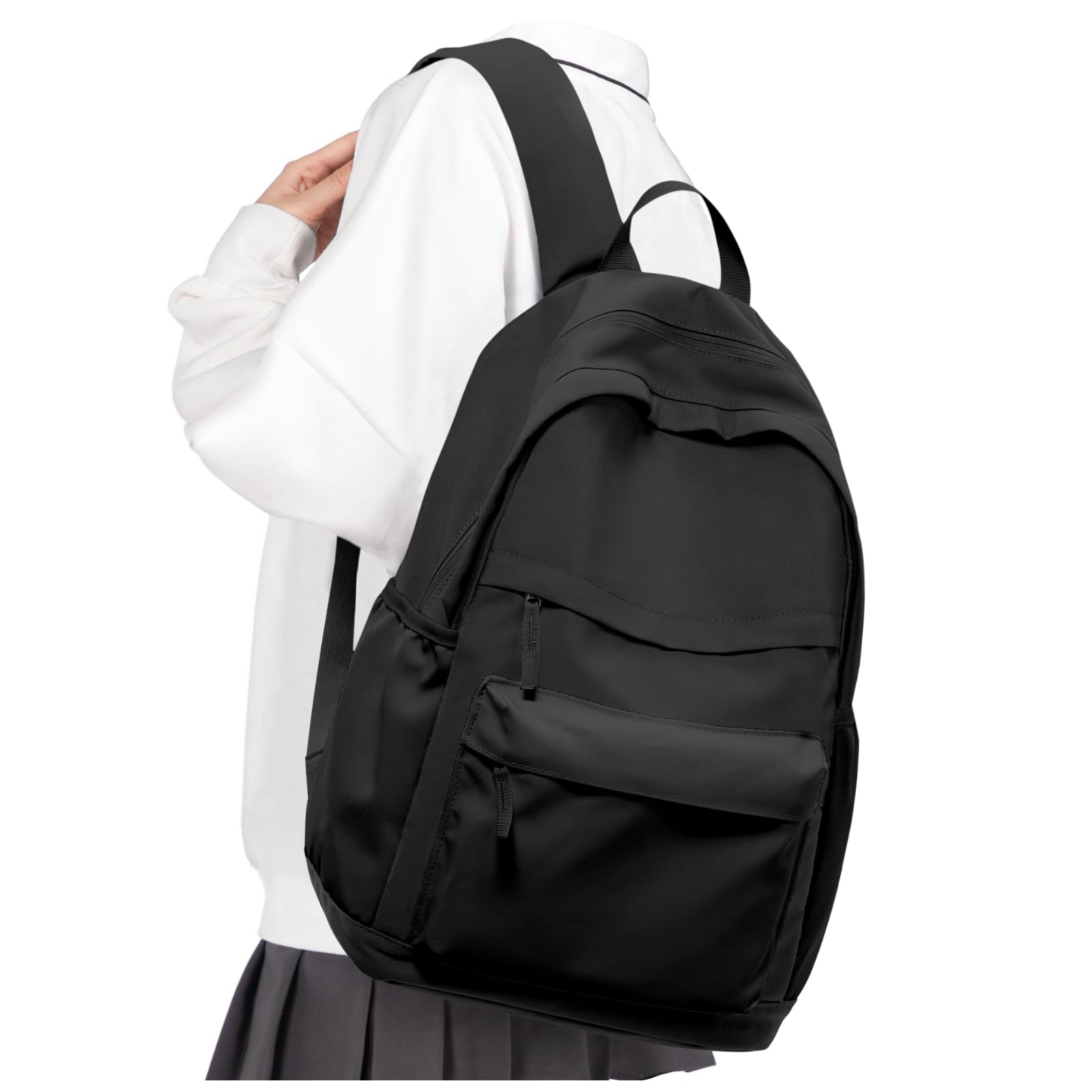 VGCUB Black School Backpacks Travel Book Bag Waterproof Work Light Aesthetic College Backpack for School Girls Boys Teens Mochilas Escolares Para Niñas Casual Daypack for Women Men