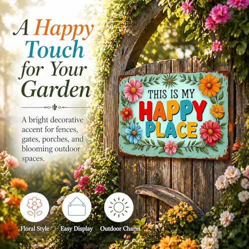 This Is My Happy Place Tin Sign - Cheerful Garden Wall Decor