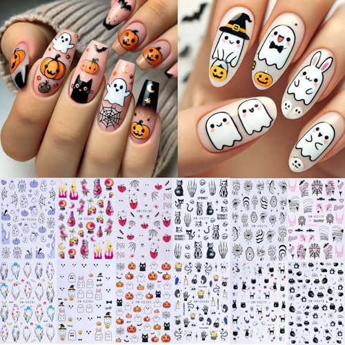Ghost Halloween Nail Stickers 12 PCS 3D Cute Spooky Decals