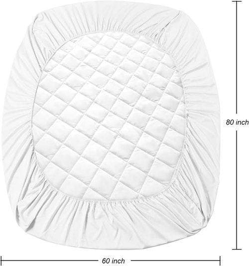 EIUE Quilted Mattress Pad - Lightweight & Breathable Fitted Topper Protector | Queen Size (60x80in) - White