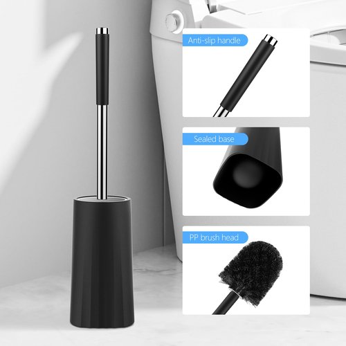 SetSail Toilet Brush, Compact Size Toilet Bowl Brush and Holder Toilet Brushes for Bathroom with Stainless Steel Handle Toilet Cleaner Brush with Durable Scrubbing Bristles, 3 Packs