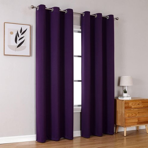 ChrisDowa Grommet Blackout Curtains - Thermal Insulated Room Darkening Panels, Royal Purple, 42W x 84L