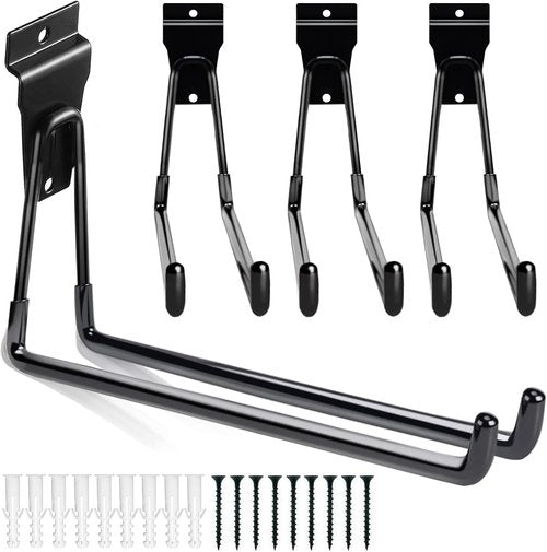 Heavy Duty Slatwall Hooks - 11 Inch Black Garage Accessories | 4 Pack for Secure Hanging