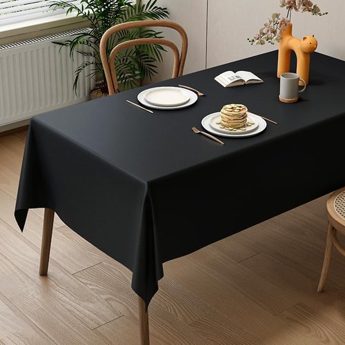 Black Plastic Tablecloth by [Brand Name] - 54" x 108" Rectangular Disposable Cover for Parties & Events