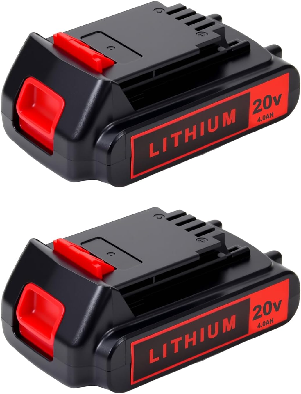 Black and Decker 20V 4.0Ah Lithium-Ion Battery - High-Capacity Replacement, 2-Pack, Compatible with LBXR20 Series