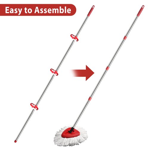 HiBaBy 4-Section Spin Mop Replacement Handle- 2.5-5 Foot Mop Replacement Stick Only Compatible with Ocedar Mop Handle EasyWring (Mops Head & Base Not Included)