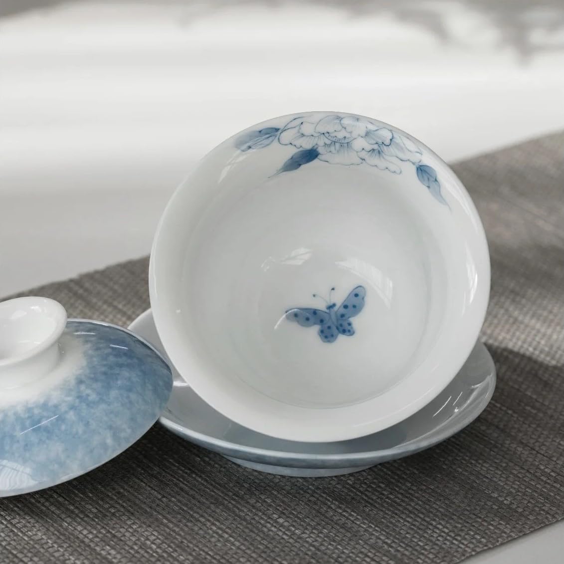 Hand-painted Kungfu Tea Set, Butterfly and Floral themed Chinese Tea Set, Gaiwan Gongfu Tea sets for adult, Ceramic Tea Ceremony Set, Gift for Tea Lovers