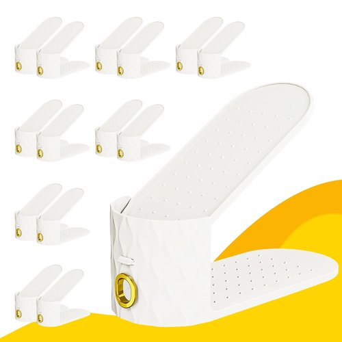 WMBOOX 15 Pack Shoe Slots Organizer, Adjustable Shoe Stacker for Closet Storage, Double Layer Space Saver, Durable and Stackable Shoe Holder for Sneakers Heels and Flat