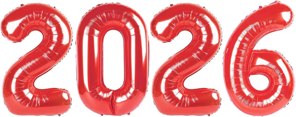 Regine Switzerland 40-Inch Number Balloons - Red New Year's Eve 2026 Party Decorations | Graduation & Birthday Celebrations