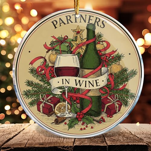 Partners in Wine Funny Acrylic Christmas Ornament Holiday Decor