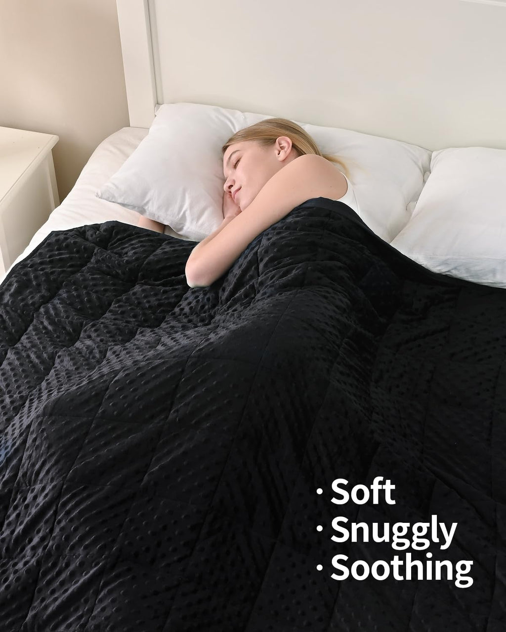 Mr. Sandman Weighted Blanket for Adults, Heavy Blanket for Woman, Man Sleeping/Calm, Soft and Cozy Weighted Throw Blankets, Machine Washable, 60 x 80in, 15 lbs, Black