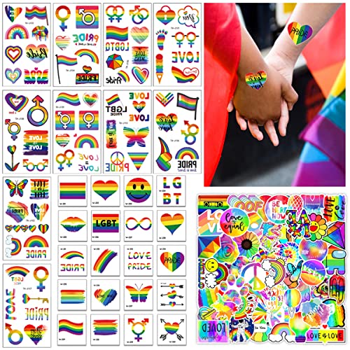 LGBTQ Rainbow Temporary Tattoos & Vinyl Stickers Set for Pride Party