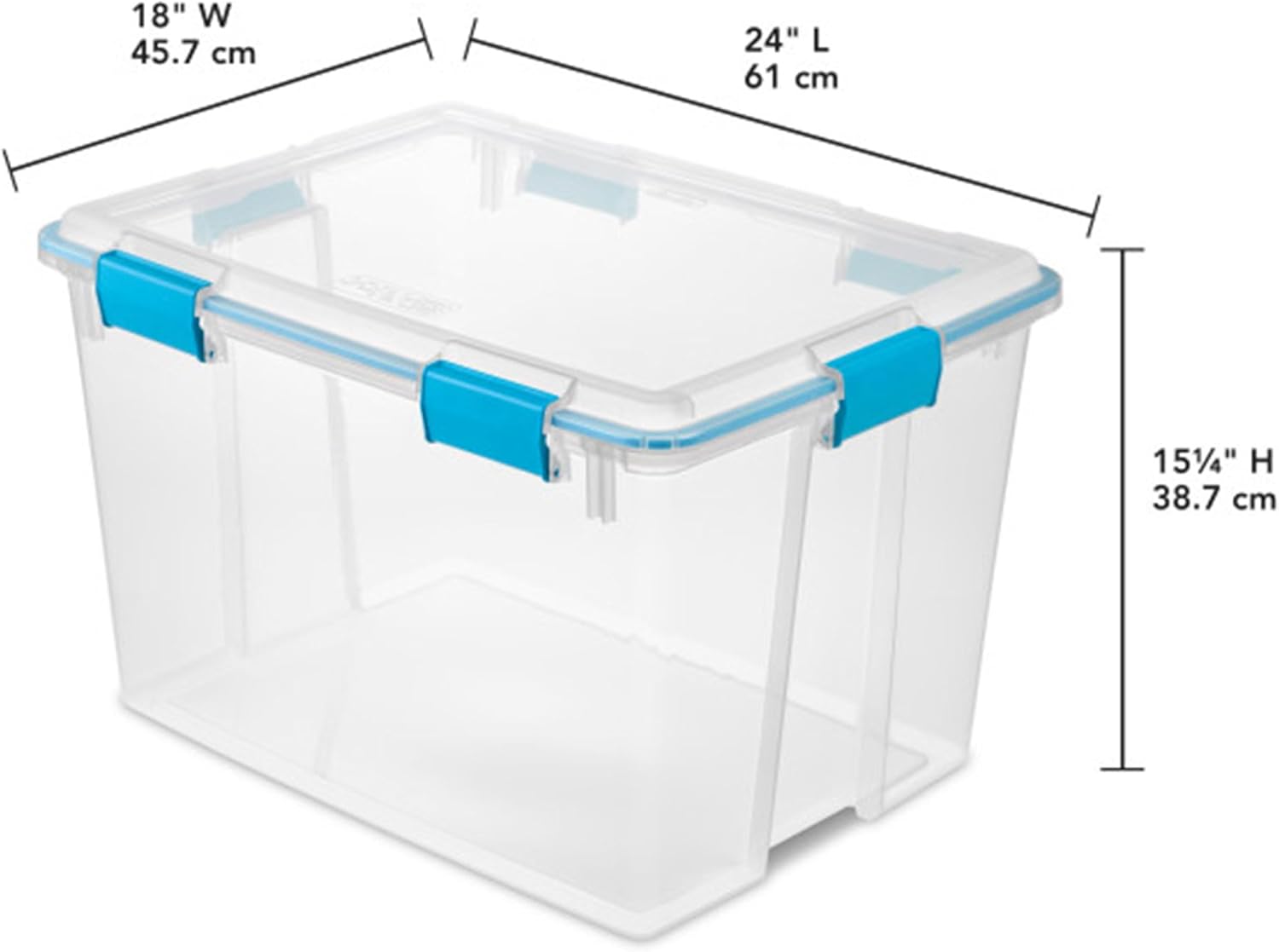 Sterilite 4-Pack Gasket Box - Weather-Resistant 80 Quart Storage Bins with Latching Lids for Organizing