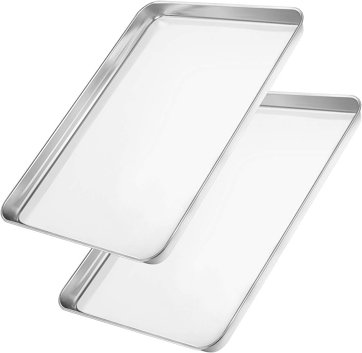 Wildone Baking Sheet Set - Heavy-Duty Stainless Steel Cookie Pans, 16 x 12 x 1 Inch, Non-Toxic & Easy Clean