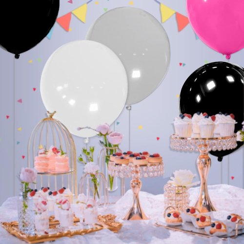 Big Balloons 32-Pack - 18 Inch Round Black Latex Party Balloons for Birthday & Wedding Decor