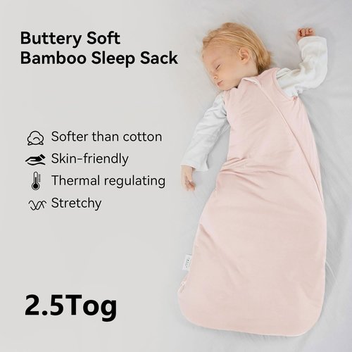 BubblePanda Bamboo Sleep Sack - Soft, Warm Quilted 2.5 Tog for Babies 6-12 Months | 2-Way Zipper Design