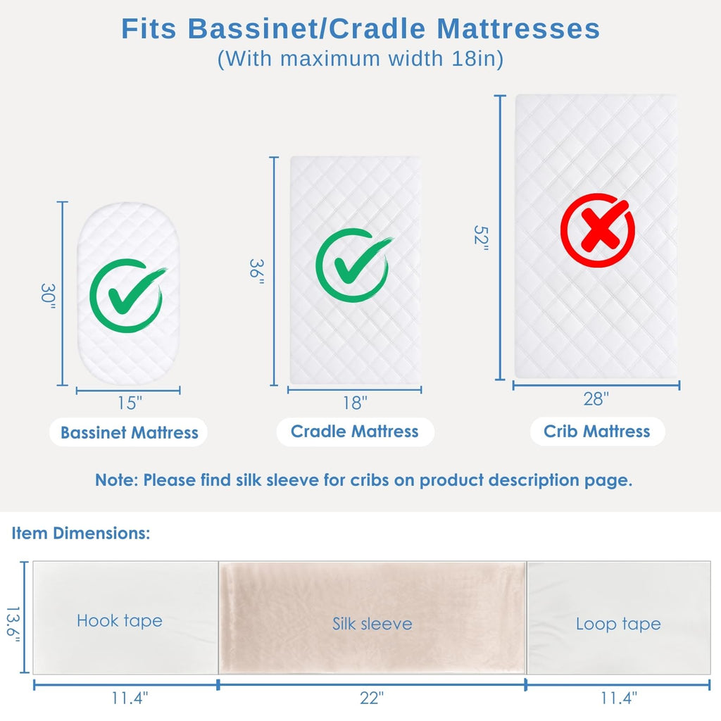 PROMEED 100% Mulberry Silk Bassinet Sleeve for Baby Bald Spots, Preminium 23 Momme Silk Bassinet Half Sheet for Baby Hair Loss (Champagne)
