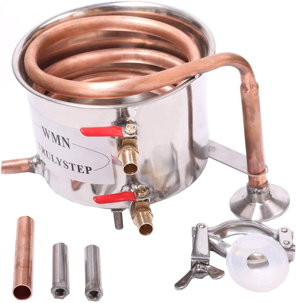 WMN_TRULYSTEP 2 Pots Stainless Steel Still 3Gal/12Liters Water Alcohol Distiller Home Brew Kit Wine Making Supplies for DIY Brandy Whisky Vodka Distilled Water, Silver