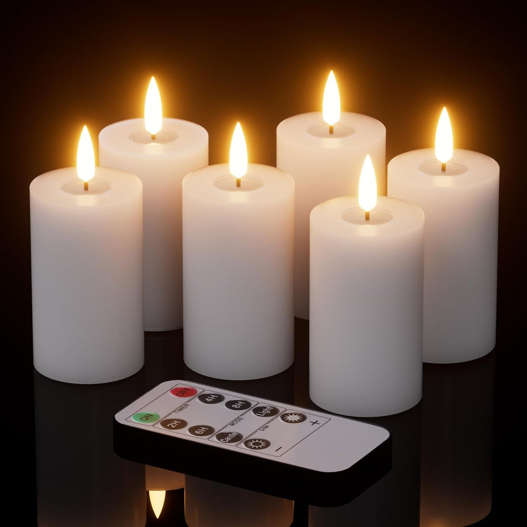 Mirror Surface Votive Candles - Battery Operated LED with Remote Timer | 6-Pack Real Wax, Flickering White 2" H x 4.5”