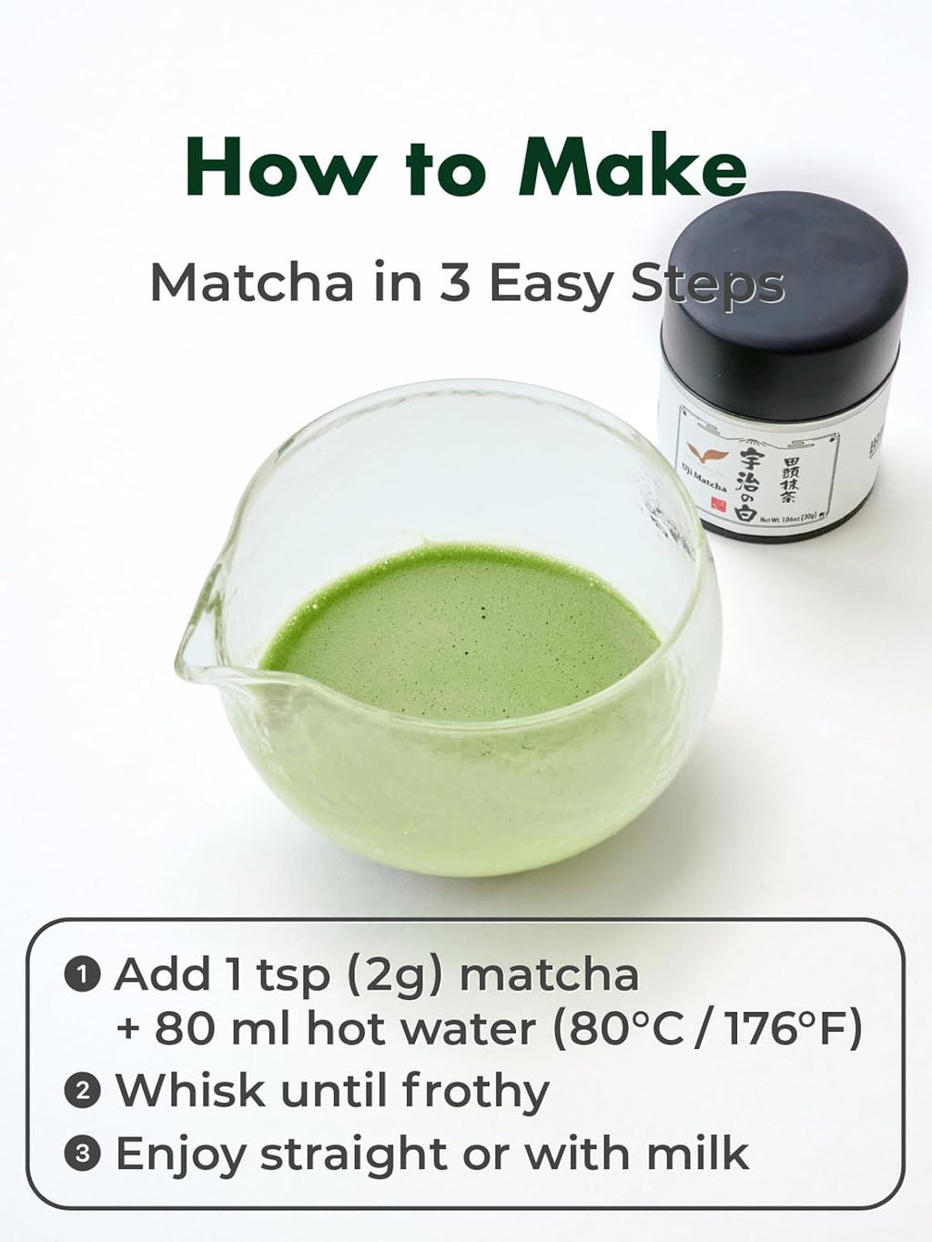 TAGASHIRA CHAHO Uji Matcha Green Tea Powder - Authentic Ceremonial Grade, First Harvest, 30g/1.06oz | 100% Japan