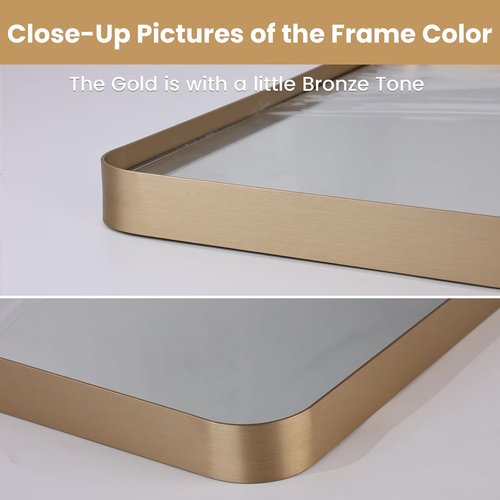 LOAAO Gold Bathroom Mirror - 55”X30” Rounded Rectangle Design | Brushed Gold Frame, Anti-Rust, Wall-Mounted