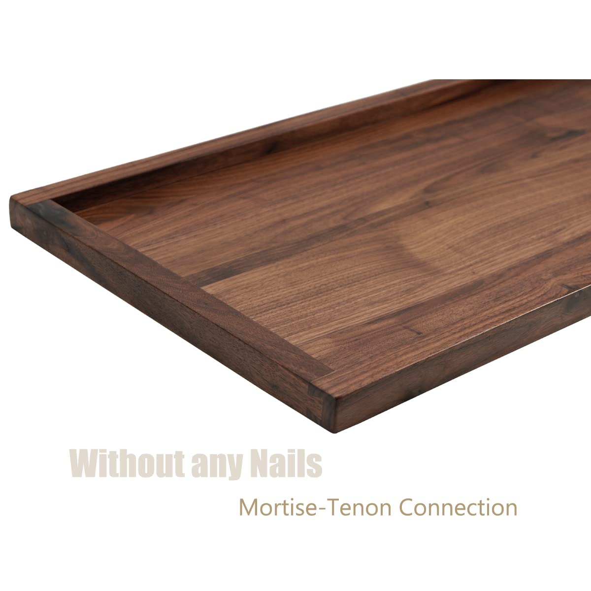 MAGIGO 36 x 12 Inches Large Rectangle Black Walnut Wood Ottoman Tray, Serve Tea, Coffee Classic Wooden Decorative Walnut Serving Tray