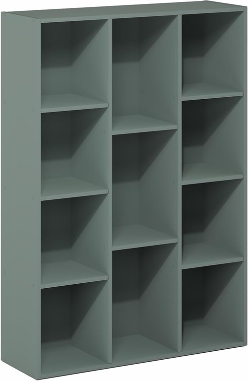Furinno LUDER Bookshelf - 11-Cube Reversible Bookcase in Sage Green | Easy Assembly for Living Room, Bedroom, Home Office